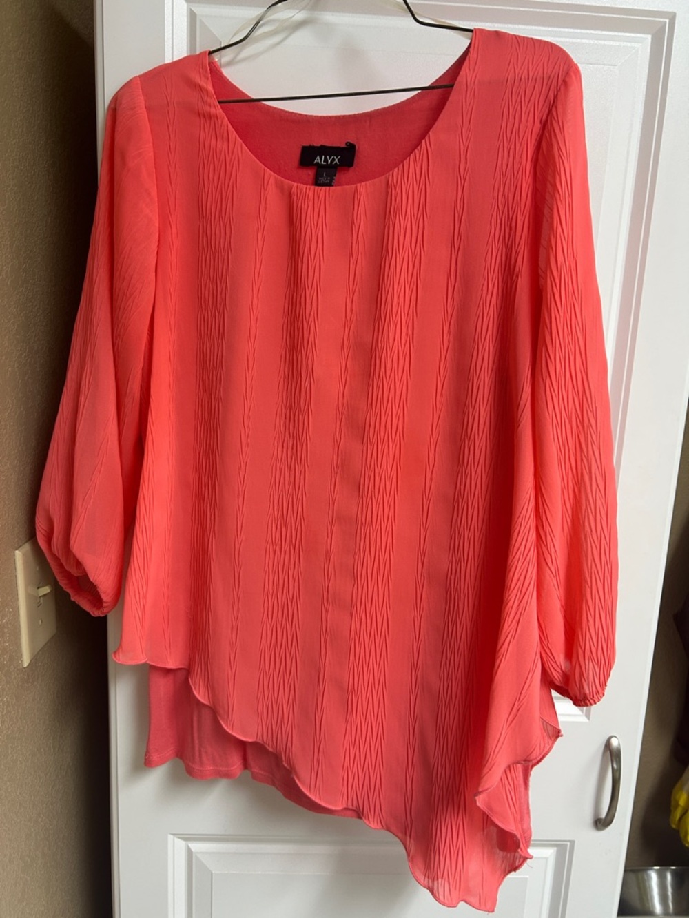 ALYX Coral-Pink Pleated Long-Sleeve Blouse